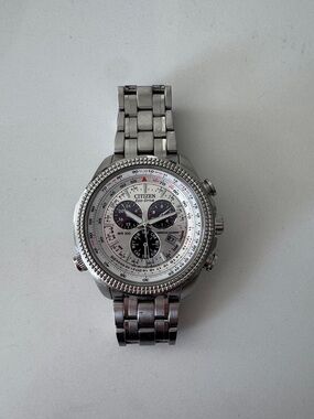 Citizen Silver-Tone Men’s Chronograph Pilot Watch